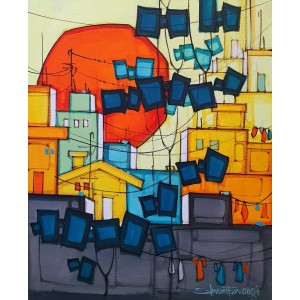 Salman Farooqi, 16 x 20 Inch, Acrylic on Canvas, Cityscape Painting, AC-SF-530